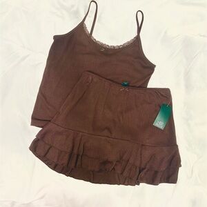 𝐍𝐖𝐓 | 🆕 Wild Fable Chocolate Brown Mini Skort with Ruffle Hem